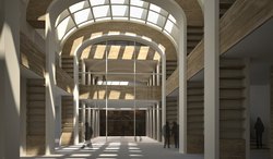 Idejno resenje dogradnje Gradske biblioteke u Novom Sadu konkurs DANS vizuelizacija atrijuma