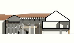 Idejno resenje dogradnje Gradske biblioteke u Novom Sadu konkurs DANS poduzni presek